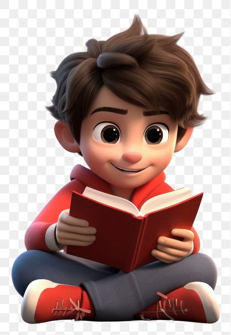 Books Cartoon Image, Cartoon Reading Book, Cartoons Reading Books, Reading Book Cartoon, Boy Reading Book, Reading Cartoon, Book 3d, Boy Reading, Books Png