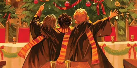 "Christmas at Hogwarts" illustrated book coming soon for 2024 | Wizarding World Harry Potter Christmas Fanart, Harry Potter Christmas Illustration, Hogwarts Illustration, Christmas Hogwarts, Remus X Tonks, Harry Potter Magic Awakened, Christmas At Hogwarts, Christmas Harry Potter, Harry Potter Train