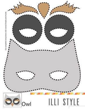 Owl Mask DIY Animal Mask Printable, Oppgaver For Barn, Felt Animal Masks, Mask Printable, Owl Mask, Owl Costume, Animal Mask, Felt Mask, Felt Animal