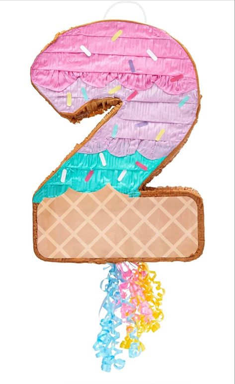 Pull String Number 2 Ice Cream Pinata for Two Sweet Birthday Decorations (16.5 x 11.5 In) #piñata #party #partyidea #partydecor #2 #secondbirthday #two #twosweet #sweet #icecream #birthdaypartydecor #partysupplies #birthday Two Sweet Pinata, 2 Sweet Birthday Theme Food, Two Sweet Themed Birthday Party, 2 Sweet Birthday Theme Decorations, Two Sweet Party 2nd Birthday Ideas, Two Sweet Birthday Party Food, Two Sweet Birthday Party Decorations, Two Sweet Party 2nd Birthday Decorations, Too Sweet 2nd Birthday