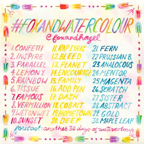 Watercolor Challenge, Watercolour Challenge, Art Journal Prompts, Drawing Prompt, Art Prompts, Prints Art, Creative Drawing, 30 Day Challenge, Drawing Challenge