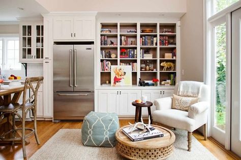 cozy keeping room.   Extending my cabinets toward front of house Cozy Keeping Room Off Kitchen, Seating Area In Kitchen, Keeping Room Off Kitchen, Kitchen Sitting Areas, Kitchen Sitting Area, Kitchen Seating Area, Kitchen Keeping Room, Kitchen Built Ins, Room Off Kitchen