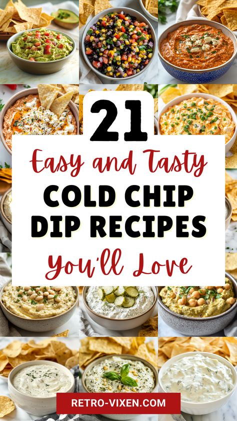 Snack time just got better with these 21 easy and tasty cold chip dips! From creamy classics to bold flavor combos, these refreshing dips are perfect for entertaining guests, movie nights, or just satisfying your snack cravings. Simple to make and absolutely irresistible, these recipes are sure to become your go-to favorites. Save this pin now to explore all the delicious options and find your new favorite cold chip dip. Best Ever Chip Dip, Snack Dips Easy, Chip Dips Recipes, Cold Chip Dip Recipes, Chip Dip Recipes Easy, Cold Chip Dip, Easy Cold Dips, Simple Dip Recipes, Chips And Dip Recipes