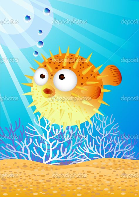 polly the pufferfish Puffer Fish Cartoon, Ocean Sensory, Ocean Mural, Elephant Coloring, Fish Cartoon, Kindergarten Songs, Sensory Wall, Coloring Art, Kids Ministry