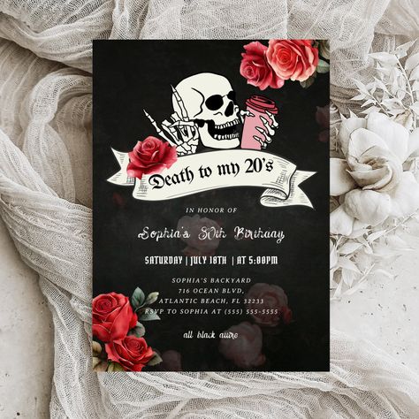 Emo Birthday, Rip 20s, 30th Bday Party, Ideas Fiesta, Modern Stationery, 21st Birthday Invitations, 30th Birthday Invitations, 30th Bday, Stationery Essentials