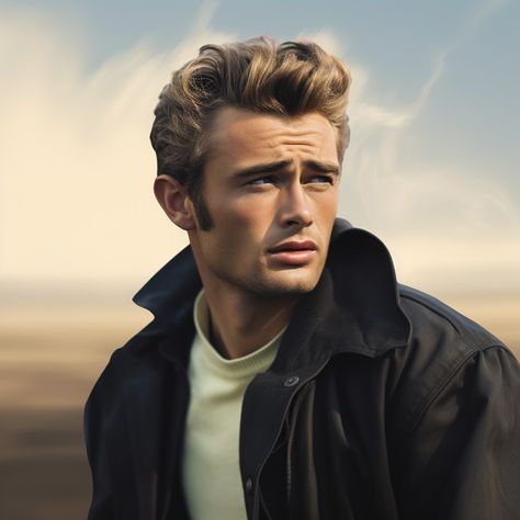 James Dean Portrait, James Dean Color, 50s Mens Hair, James Dean Hair, James Dean Haircut, James Dean Pictures, James Dean Style, Douglas Friedman, James Dean Photos