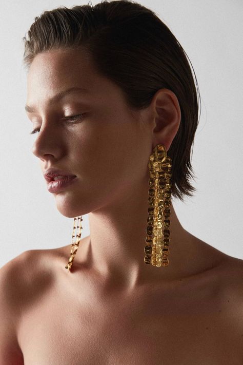 Statement Earrings | GRAZIA Magazine | Aje's Golden Hour - Grazia Grazia Magazine, Australian Style, Heart Jewellery, Chunky Choker, Golden Earrings, Earrings Hoops, Raw Beauty, Big Earrings, Affordable Jewelry