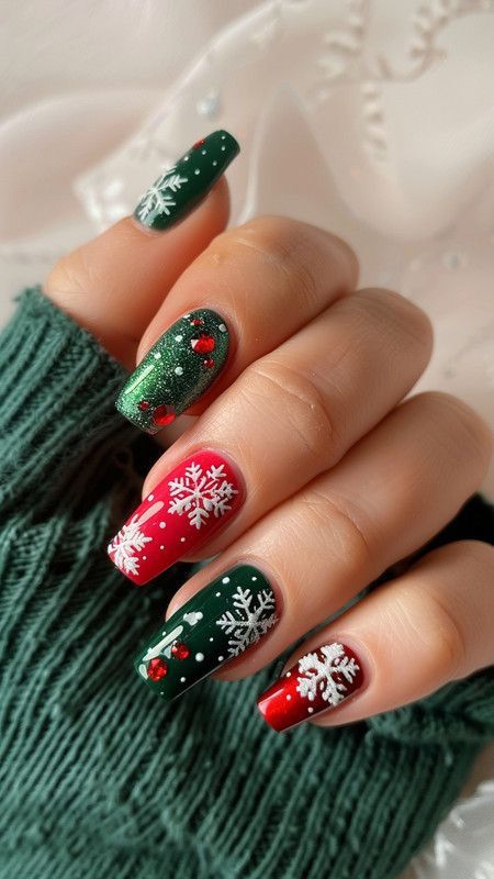 Red Christmas Nail, Christmas Nail Ideas, Milky Nails, Christmas Manicure, Red Christmas Nails, Christmas Gel, Festive Nail Art, Christmas Nails Easy, Christmas Gel Nails