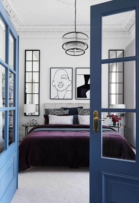 The Block's Alisa and Lysandra worked their magic with a modern revamp of a heritage home in Melbourne's Albert Park. Guess Room, Art Deco Homes, Park Project, Blue Doors, Summer Deco, Art Deco Bedroom, Art Deco Interior Design, Albert Park, Deco Bedroom