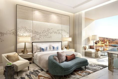 Four Seasons Taghazout Interior Designers | Wimberly Interiors Pastel Bedroom, Minimalist Bedroom Design, Hotel Interior Design, Hotel Interiors, Modern Bedroom Design, Remodel Bedroom, Minimalist Bedroom, Luxurious Bedrooms, 인테리어 디자인