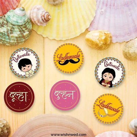 Wedding badges for baraatis, wedding brooches, Wedding Badges, Marriage Badges, Bride squad Badges, Groom Squad Badges, Ladki wale Badges, Team Bride Badges, Groom Father Badges Wedding Badges Indian, Batches Design Ideas Handmade, Ladkiwale Brooch, Ladkewale Brooches, Team Bride Ideas, Team Bride Badges, Team Bride Team Groom, Wedding Fun Ideas, Idea Store