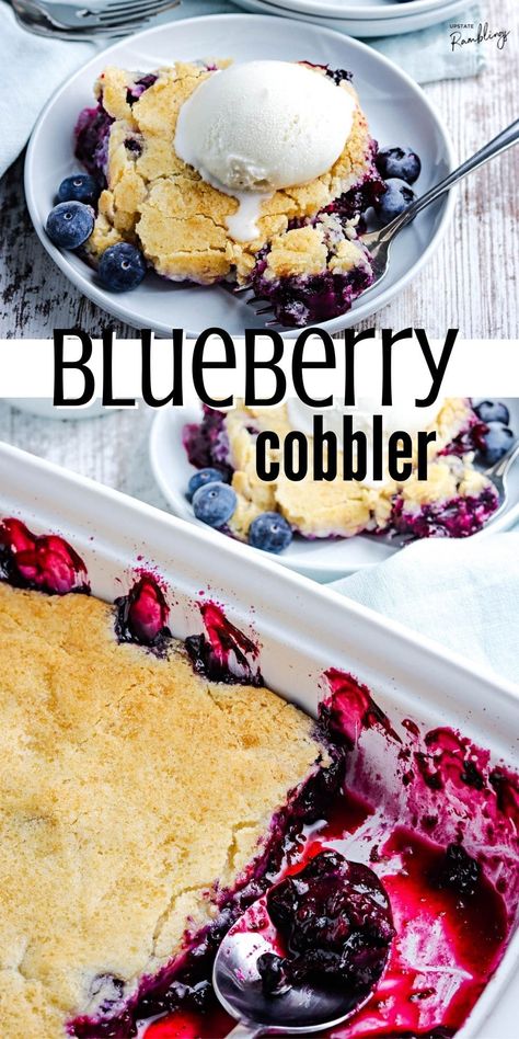 Lemon Cobbler, Blueberry Cobbler Recipes, Blueberry Dump Cakes, Cobbler Topping, Blueberry Desserts, Blueberry Cobbler, Summer Dessert Recipes, Blueberry Recipes, Dump Cake