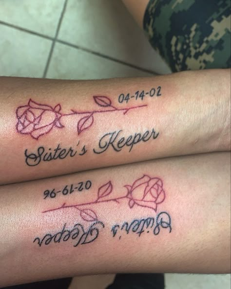 Matching Sister Thigh Tattoos, Black Sister Tattoos Matching, Sister Arm Tattoos, Tattoos That Symbolize Sisters, Baddie Matching Tattoos Sisters, Big Sister Lil Sister Tattoos, Unique Tattoos For Sisters, Matching Tattoos Medium Size, Older And Younger Sister Tattoos