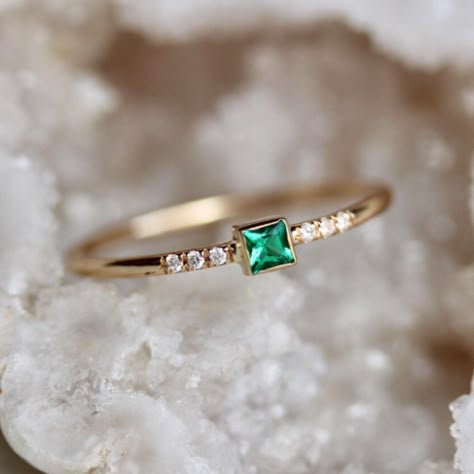 Green Creek Emerald Ring Emerald Ring Design, Baguette Wedding Band, Inexpensive Jewelry, Elven Jewelry, Local Eclectic, Diy Jewelry Inspiration, Gold Rings Fashion, Best Engagement Rings, Gold Ring Designs