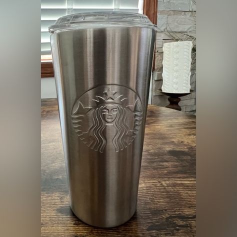 Retired: Starbucks | 2021 Stainless Steel Insulated Travel Tumbler/Cup. Color: Silver Material: Stainless Steel, Plastic. Size: 4”X7”, 18 Ounces. Beautiful Starbucks, Double Walled, Insulated Travel Mug/Tumbler. Perfect For Travel. Stainless Steel Mug With Plastic Top That Has A Slider Opener. Embossed Starbucks Logo On The Front Of The Tumbler. Nwot, Never Used. #Insulated #Tumbler #Coffee #Starbucks #Travel #Stainkesssteel #Stainless #Mug Starbucks Water Bottle, Pineapple Tumbler, Starbucks Barista, Gold Holiday, Starbucks Logo, Glass Water Bottle, Starbucks Tumbler, Thermos Bottle, Insulated Travel Mugs