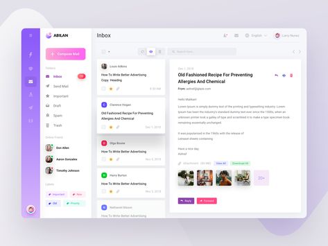 Dashboard Design 03 design open label attachment message email reply inbox user list admin dashboard panel ux ui Dashboard Design Inspiration, Cms Design, Ui Design Dashboard, Excel Tips, Design Layouts, Dashboard Ui, Web Ui Design, Ios Design, Dashboard Design