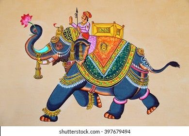 Rajasthani Miniature Paintings, Indian Elephant Art, भारतीय इतिहास, Rajasthani Painting, Rajasthani Art, Mughal Art Paintings, Elephant Poster, Elephant Illustration, Mughal Paintings