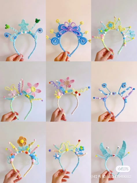 Pipe Cleaner Headband, Diy Bando, Fuzzy Wire, Pipe Cleaner Art, Penanda Buku, Diy Kids Games, Creative Kids Crafts, Kpop Diy, Pipe Cleaner Crafts