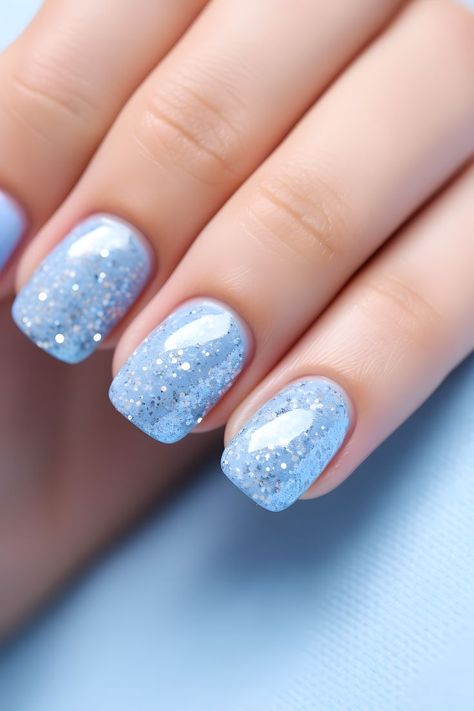 christmas nails, fall holiday nails, winter nails, winter nail designs, pretty nails ideas, holiday nails, christmas nail designs, new years eve nails glitter, glitter nails, winter christmas nails, new years 2024, sky blue glitter nails, nail design, nail inspiration, nail art, nail trends, nail fashion, nail tips, nail goals, nail beauty, nail styles, nail shades, nail colors, nail shades, nail vibes Glitter Nail Tutorial, Glitter Nails Winter, New Years Eve Nails Glitter, Pretty Nails Ideas, Nail Designs New Years, Nails Winter Christmas, Blue Nail Polish Colors, Winter Christmas Nails, Nail Vibes