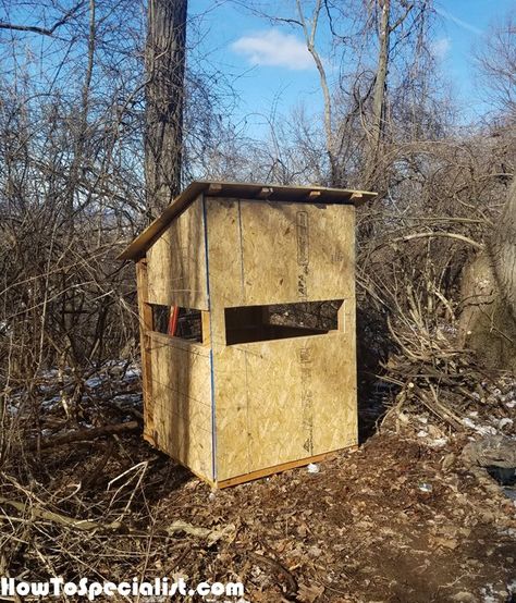 DIY 5x5 Deer Blind | HowToSpecialist - How to Build, Step by Step DIY Plans Deer Blind Plans, Deer Hunting Stands, Shooting House, Deer Stand Plans, Hunting Stands, Ground Blinds, Deer Blind, Hunting Diy, Deer Hunting Tips