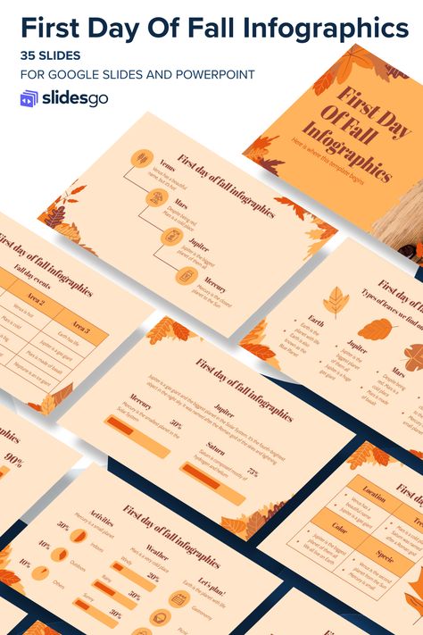 First Day Of Fall Infographics Orange Nature, Nature Fall, First Day Of Fall, Power Point Template, Powerpoint Slide, Google Slides Themes, Google Slides, First Day, One Day