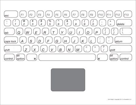 Learn the keys on a keyboard...Make your own laptop or just have fun coloring each key! Laptop Keyboard Stickers Printable, Laptop Printable, Printable Keyboard, Paper Laptop, Keyboard Layout, Key Board, Kids Computer, Diy Laptop, Computer Class