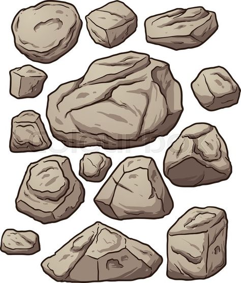 Stock vector of 'Cartoon boulders. Cartoon boulders, rocks and pebbles. Vector clip art illustration with simple gradients. Each on a separate layer.' Deku Vs Todoroki, Boulder Rock, Drawing Rocks, Tree Drawings Pencil, Rock Textures, Rock And Pebbles, Forest Illustration, Wall Drawing, Marker Drawing