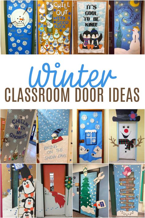 Frosty Door Decorating Ideas, January Decorations Classroom, Frosty's Baby Picture Classroom Door, Snow Themed Classroom Door, Cute Winter Classroom Doors, Let It Snow Classroom Door, Winter Class Decorations, Winter Doors For Preschool, Winter Holiday Door Decorations