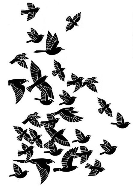 Birds Flocking, Flock Of Birds, Erkenci Kus, Bird Supplies, Bird Drawings, Bird Illustration, Chiaroscuro, Birds Flying, Lino Print