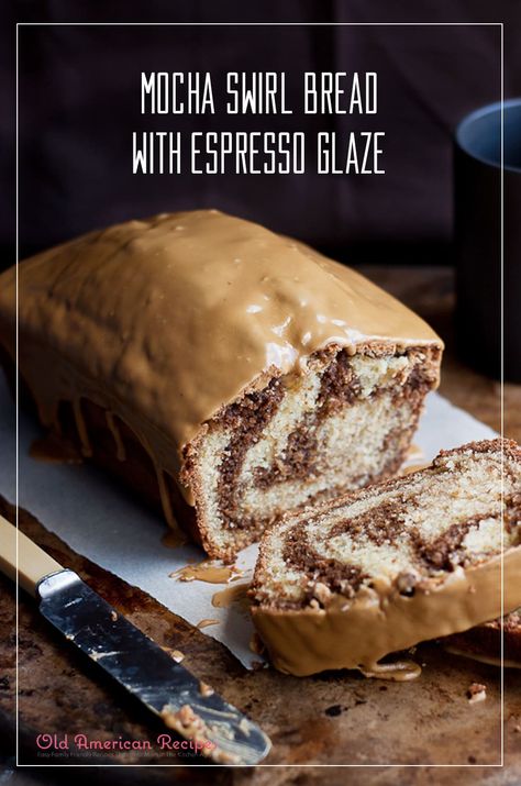 Mocha Bread, Espresso Glaze, Swirl Bread, Swirled Bread, Quick Bread Recipes, Köstliche Desserts, Dessert Bread, Eat Dessert, Sweets Treats