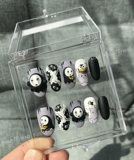 No Face Nails, Genshin Nails, Iris Nails, Nail Halloween, Nail Growth Tips, Disney Acrylic Nails, Korean Nail Art, Halloween Acrylic Nails, Soft Gel Nails