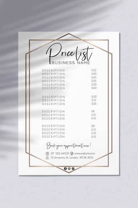 #pricelist #pricesheet #beauty #salon #hair #lashes #servicelist #list #sheet #mockup #feminine #design #typography #template Pricelist Design Templates, Nail Price List, Desain Salon Kuku, Beauty Salon Price List, Beauty Template, Nail Salon Interior Design, Nail Salon Interior, Business Branding Design, Price List Design