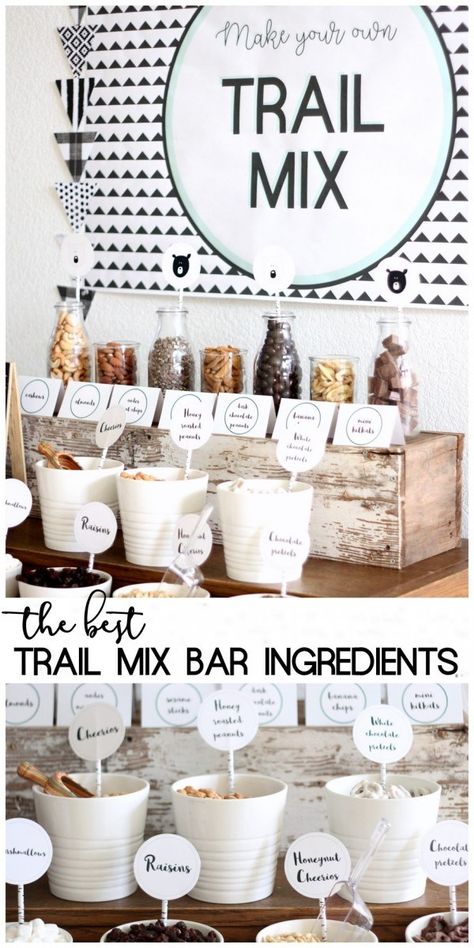 The Best Ingredients For A Trail Mix Bar – Party Ideas Trail Mix Bar Ingredients, Trailmix Bar Ingredients, Trail Mix Display, Trail Mix Ingredient Ideas, Trailmix Bar Wedding, Trail Mix Bar For Teachers, Trail Mix Bar Teacher Appreciation, Teacher Appreciation Trail Mix Bar, Trail Mix Bar Party