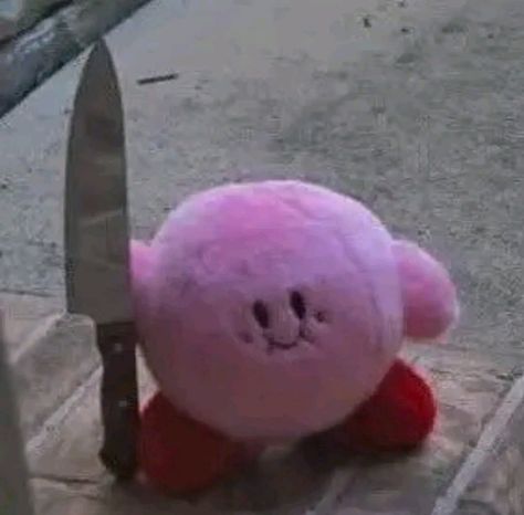 Kirby With A Knife, Kirby, Pink