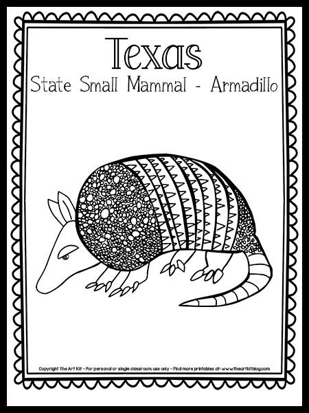 Texas Preschool Activities, Texas Worksheet Printable Free, Texas Coloring Pages, Armadillo Coloring Page, Alamo Activities, Texas Symbols First Grade, Texas State Symbols Printable, Outline Of Texas, Texas Symbols