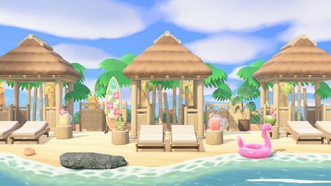 Acnh design Animal Crossing Bug Design, Acnh Beach Entrance Ideas, Acnh Beach Towel Design Code, Acnh Beach Boardwalk Ideas, Acnh Beach Area Ideas, Beach Neighborhood Animal Crossing, Acnh Tropical Outfit, Acnh Beach Cafe Ideas, Acnh Outdoor Shower Ideas