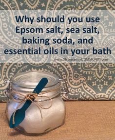 benefits of adding Epsom salt sea salt, baking soda, and 10 different essential oils to your bath- includes free printable of 15 bath salt recipes Diy Bath Salts With Essential Oils, Cookies Summer, Cookies Heart, Salt Recipes, Bath Salts Gift, Bath Salts Recipe, Baking Soda Bath, Bath Detox, Epson Salt