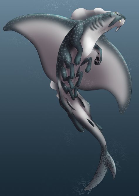 ArtStation - Sea creature Shark Whale, Marine Creatures, Shark Art, Deep Sea Creatures, Building Illustration, Infinity Design, Sea Creature, Creature Concept, Stingray