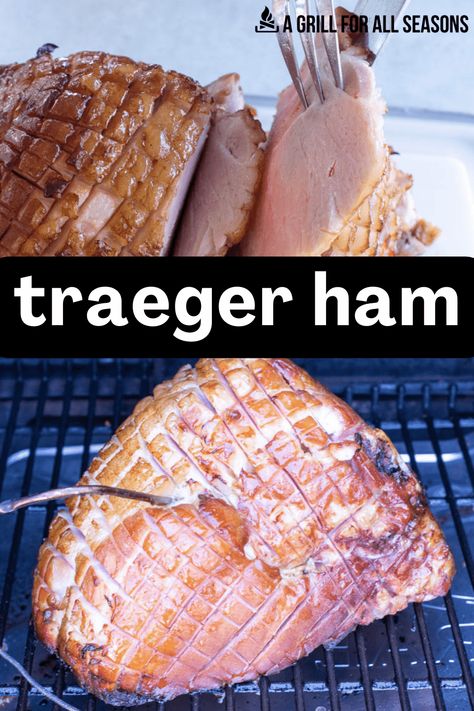 Sweet glaze and a smokey flavor combine to deliver a delicious bite that can feed any size crowd. Traeger Smoked Ham is not just for special occasions or holiday meals, this simple ham recipe creates incredible flavor with little effort. Trager Smoked Ham Recipes, Traeger Ham Recipes, Bone In Smoked Ham Recipes, Ham On Traeger Grill, Traeger Smoked Ham, Twice Smoked Ham, Ham On The Traeger, Smoked Ham Recipes Smokers, Ham On Pellet Grill