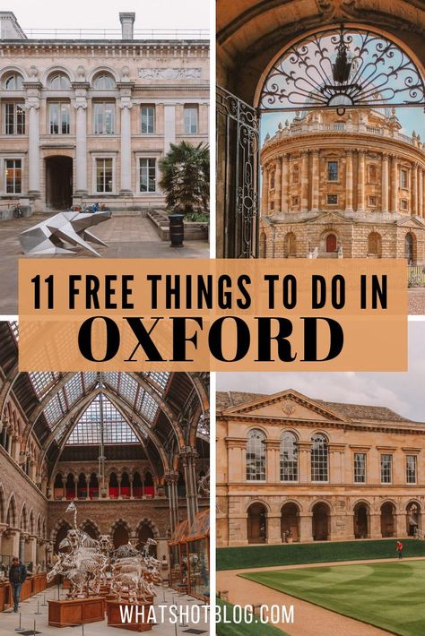 Here are the 11 best free things to do in Oxford, England! Oxford is one of the most expensive cities in the UK but your trip doesn't have to break the bank. Here are the top things to see and do in Oxford for free. #whatshotblog #oxforduniversity #oxford #visitoxford #traveltips #englandtravel #budgettravel Things To Do In Oxford, Paris Adventure, English Homes, Visit England, Oxford Travel, University Aesthetic, Oxford City, London Tea, Oxford England