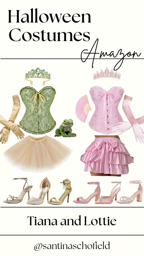 Amazon Halloween Costume: Tiana and Lottie  #amazon #amazoninfluencer #amazonaffiliatelink #amazoncostume #halloween #halloweencostumesforwomen #halloweencostumeideas #halloweencostumesdiy #halloweencostumescollege #costume #costumes #costumesforwomen #disney #disneycostume #disneyprincesscostume #disneyprincess #princess #princesscostume #princessandthefrog #tiana #tianacostume #lottie #tianaandlottie #costumesforbesties #bestiecostume Princess Tiana And Lottie, Halloween Birthday Costumes Women, Princess In The Frog Halloween Costume, Charlotte From Princess And The Frog Costume, Tina Princess Halloween Costume, Princess And Frog Halloween Costume, Princess Lottie Costume, Lottie And Tiana Halloween Costume, Tiana And Charlotte Costume Ideas