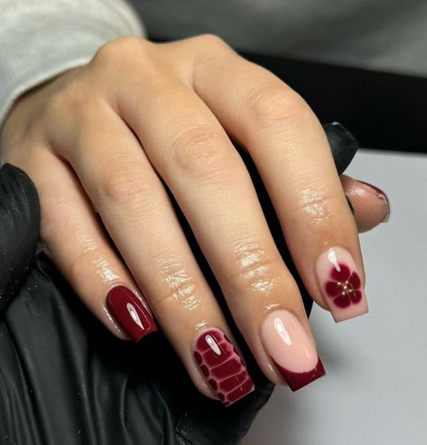 Glitter Gel Nail Designs, Deep Red Nails, Gel X Nail, Girly Acrylic Nails, Classy Acrylic Nails, Short Square Acrylic Nails, Cute Gel Nails, Soft Nails, Bling Acrylic Nails