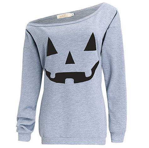 lymanchi Women Slouchy Shirts Halloween Pumpkin Long Sleeve Sweatshirts Pullover (This is an affiliate link)  #halloween #happyhalloween #halloween2017 #trickortreat #halloweenparty #halloweenmakeup #halloweenmakeupideas #halloweencostume #halloweengiveaway #halloweencontest #halloweenparty #halloweentheme #halloweennight #halloweenhaunt #halloweendecorations #halloweenfun #halloweencandy #halloween #halloweenmask #halloweenbaby #halloweentown #halloweenspirit #outdoordecorations Off Shoulder Sweatshirt, Slouchy Shirt, Slouchy Sweatshirt, Women Halloween, Pumpkin Shirt, Halloween Sweatshirt, Jewelry Women, Pullover Shirt, Loose Tops