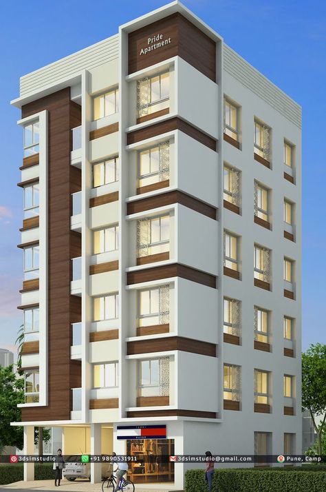 Small Apartment Building Design, Front Building Design, Building Front Designs, Building Design Plan, Small Apartment Building, Apartments Exterior, Small House Front Design, House Balcony Design, Facade Architecture Design