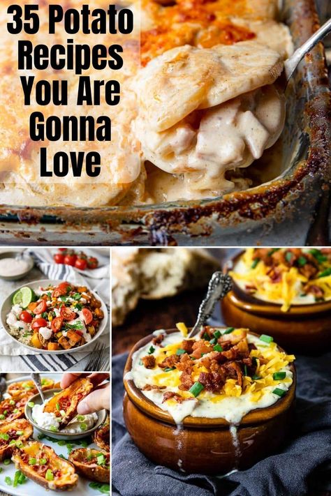 35 Potato recipes that are going to have you feeling like a success at dinner time; russet potatoes, red potatoes, Yukon gold's & sweet potatoes! How To Use Up Potatoes, Recipes Using Russet Potatoes, Recipes With Russet Potatoes, Diced Potato Recipes, Easy Red Potato Recipes, Dinner Ideas With Potatoes, Yukon Gold Potato Recipe, Yukon Potato Recipes, Honey Roasted Sweet Potatoes