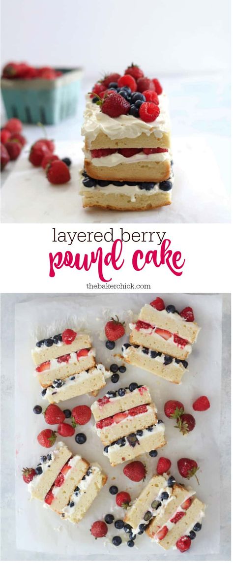 Berry Pound Cake, Basic Chocolate Cake, Cookout Desserts, Chimney Cakes, Chimney Cake, Special Occasion Food, Cream Cheese Pound Cake, Berry Dessert, 4th Of July Desserts