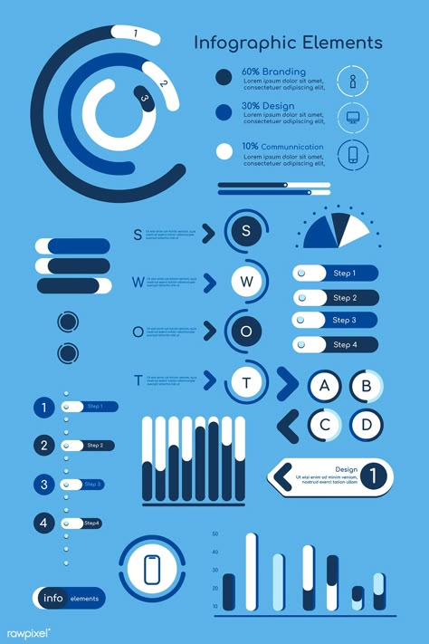 Blue infographic design elements vector collection | premium image by rawpixel.com / kenbaolocpro Blue Infographic, Finance Design, What Is Fashion Designing, Infographic Ideas, Infographic Layout, Infographic Inspiration, Infographic Design Layout, Data Visualization Design, Graphic Design Infographic