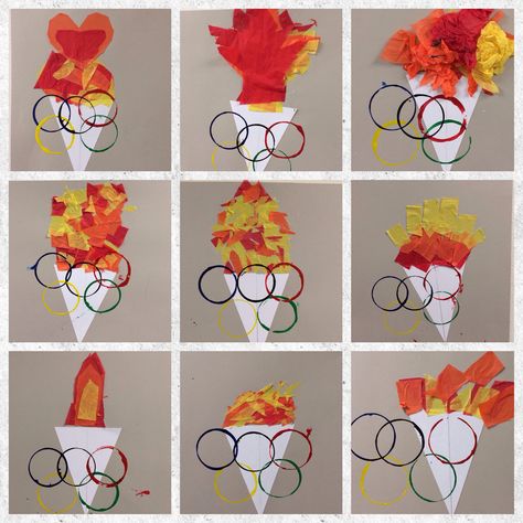 Olympic Torch and Rings Olympic Torch Art For Kids, Olympic Torch Craft Preschool, Olympics Crafts For Kids, Olympic Torch Craft, Olympics Art, Summer Olympics Crafts, Summer Olympics Activities, Olympic Crafts, Olympic Flag