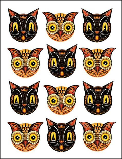 Martha Stewart Halloween Templates 2011 | After Martha Stewart's owl and cat masks I have another owl and cat ... Vintage Halloween Printables, Chenille Ornaments, Imprimibles Halloween, Halloween Journal, Vintage Spooky, Halloween Decor Diy, Vintage Halloween Images, Halloween Paper Crafts, Halloween Templates