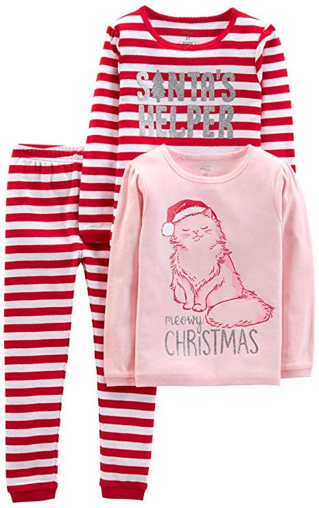 Graphic Pants, Cute Christmas Pajamas, Girls Christmas Pajamas, Stripe Kit, Christmas Pajamas Kids, Christmas Jammies, Cat Pajamas, Simple Joys, Christmas Pajama Set